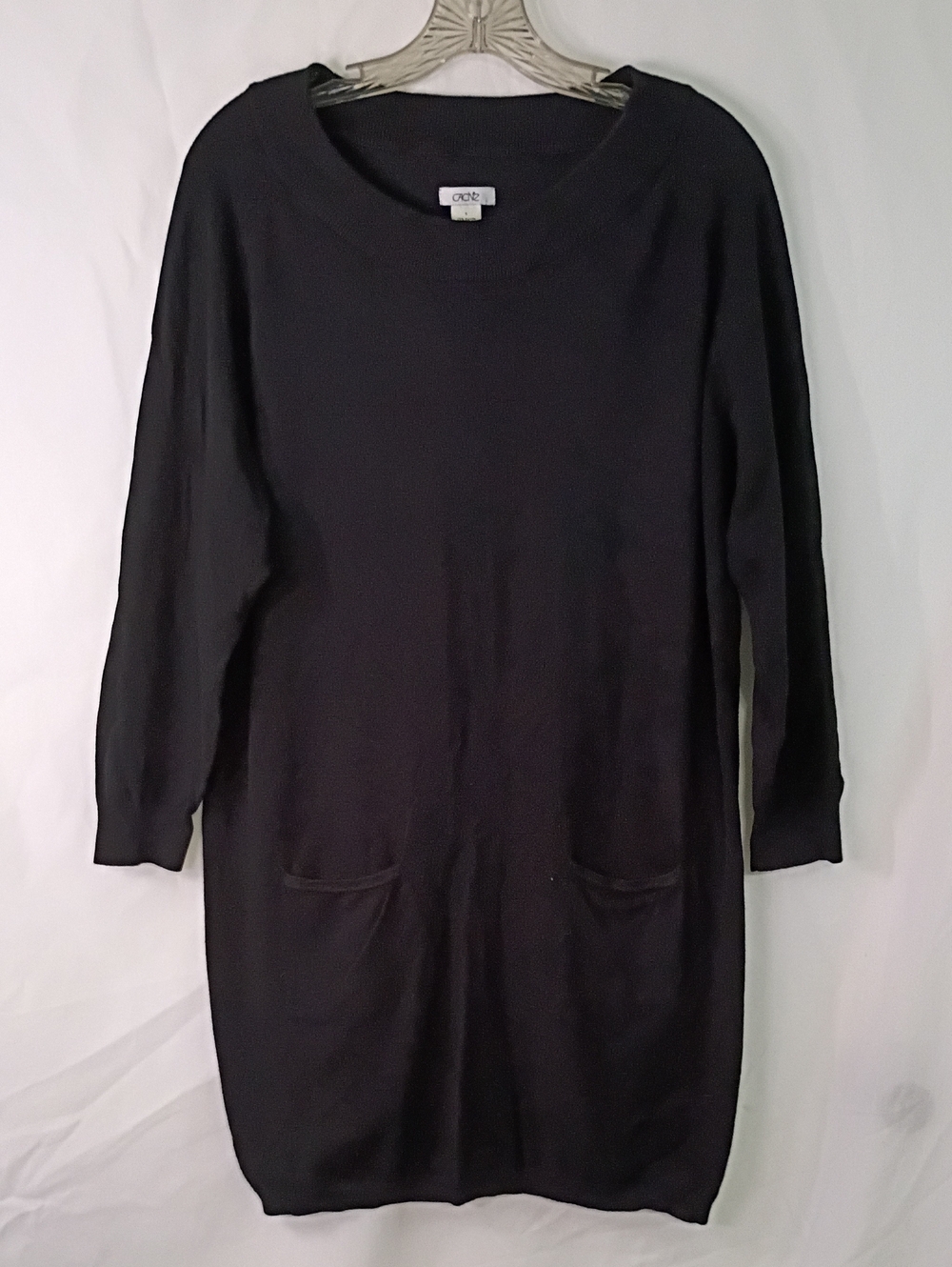 Cache Cozy Black Knit Pocket Sweater Dress -